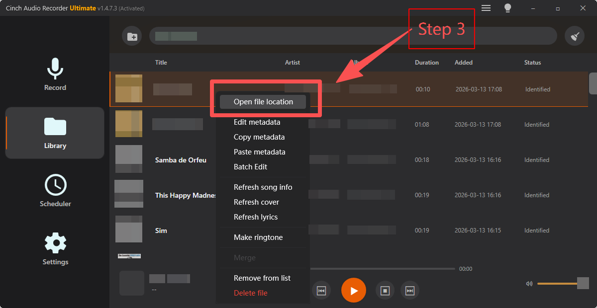 Step 3 - Saved Music Library